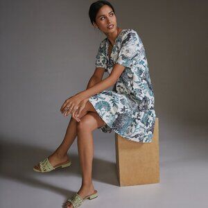 Anthropologie Pilcro Puff Sleeve Tunic in Blue Motif - sz Small